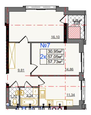 2-комнатная 57.73 м² в ЖК на ул. Камышовая, 11 от 25 400 грн/м², Львов