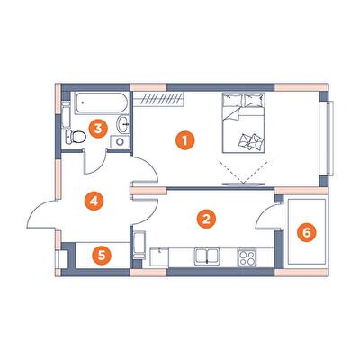 1-кімнатна 42.84 м² в ЖК Orange City від 29 100 грн/м², Київ