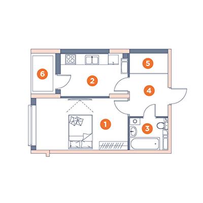 1-кімнатна 39.88 м² в ЖК Orange City від 29 300 грн/м², Київ
