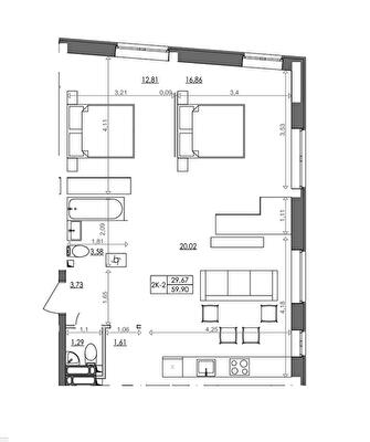 2-кімнатна 59.7 м² в ЖК Svitlo Park від 37 111 грн/м², Київ