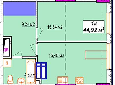 1-кімнатна 44.92 м² в ЖК Aura city від 41 000 грн/м², Київ