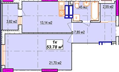 1-кімнатна 53.78 м² в ЖК Aura city від 41 000 грн/м², Київ