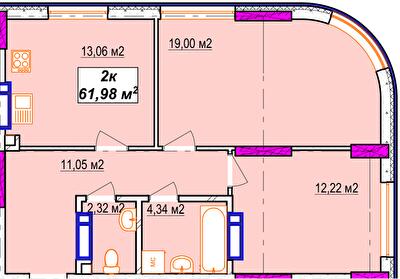 2-комнатная 61.98 м² в ЖК Aura city от 39 000 грн/м², Киев