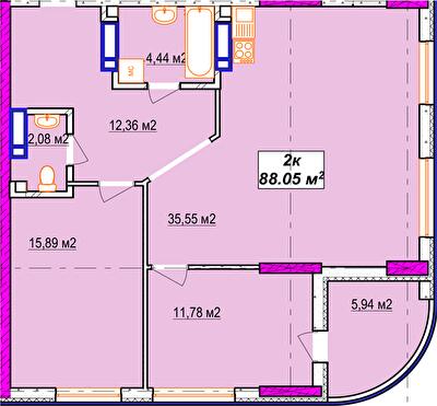 3-комнатная 88.05 м² в ЖК Aura city от 38 000 грн/м², Киев