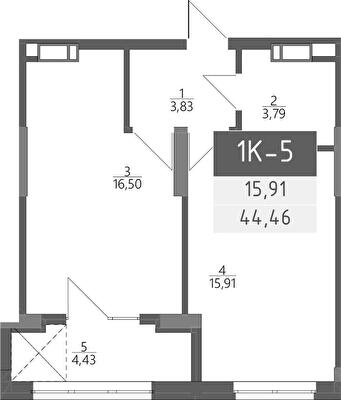 1-комнатная 44.46 м² в ЖК Liberty Gardens от 29 500 грн/м², Харьков