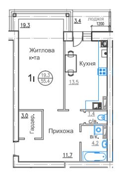 1-кімнатна 55.4 м² в ЖК Горизонт від 17 500 грн/м², м. Біла Церква