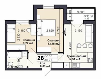 2-комнатная 48.73 м² в ЖК Именно Тот от 13 500 грн/м², пгт Немешаево