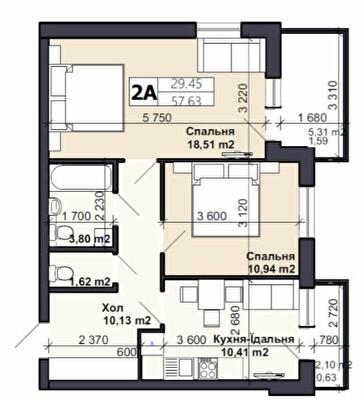 2-комнатная 57.63 м² в ЖК Именно Тот от 13 500 грн/м², пгт Немешаево