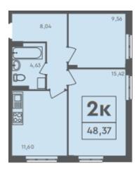 2-кімнатна 48.37 м² в ЖК Scandia від 17 000 грн/м², м. Бровари