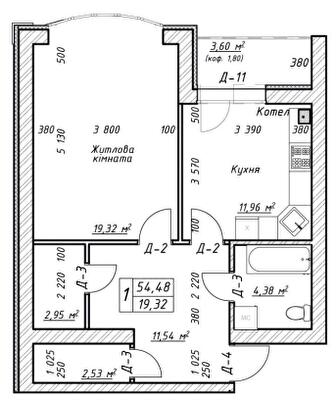 1-кімнатна 54.48 м² в ЖК Гранд Парк від 19 000 грн/м², м. Бровари