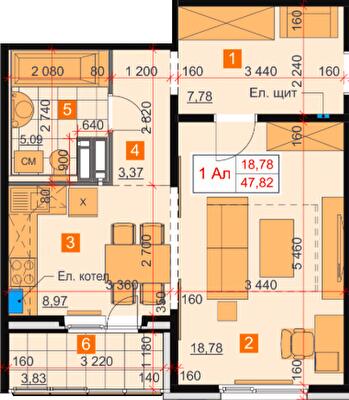 1-кімнатна 47.82 м² в ЖК Greendom від 18 000 грн/м², с. Погреби