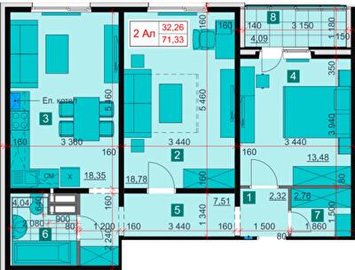 2-кімнатна 71.33 м² в ЖК Greendom від 17 000 грн/м², с. Погреби