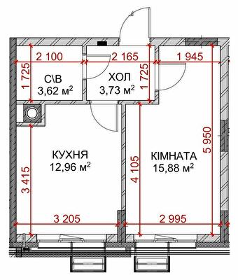 1-кімнатна 35.4 м² в ЖК Riverside від 33 750 грн/м², с. Погреби
