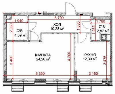 2-кімнатна 53.2 м² в ЖК Riverside від 28 500 грн/м², с. Погреби