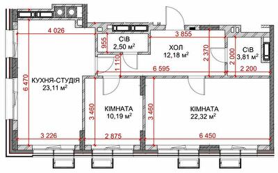 2-кімнатна 72.7 м² в ЖК Riverside від 38 000 грн/м², с. Погреби