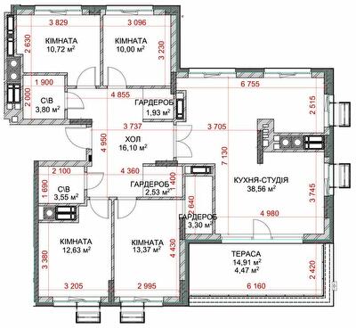4-кімнатна 118.5 м² в ЖК Riverside від 42 700 грн/м², с. Погреби