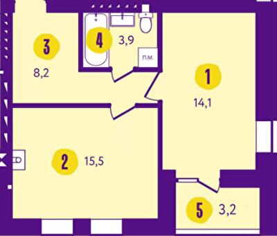 1-кімнатна 44.9 м² в ЖК Сонячний від 15 000 грн/м², м. Васильків