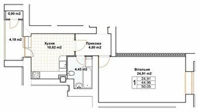 1-кімнатна 50.05 м² в ЖК Богуслава від 20 000 грн/м², Тернопіль
