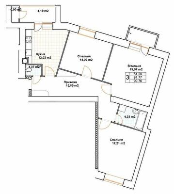 3-кімнатна 90.76 м² в ЖК Богуслава від 18 000 грн/м², Тернопіль