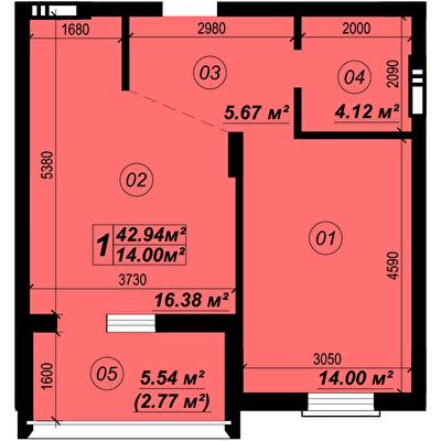 1-кімнатна 42.94 м² в ЖК Verba від 19 250 грн/м², смт Глеваха