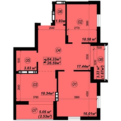 2-кімнатна 64.33 м² в ЖК Verba від 21 500 грн/м², смт Глеваха