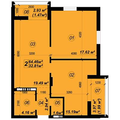 2-кімнатна 64.46 м² в ЖК Verba від 21 500 грн/м², смт Глеваха