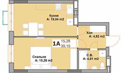 1-кімнатна 39.15 м² в ЖК Vyshgorod Sky від 27 000 грн/м², м. Вишгород
