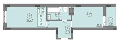1-кімнатна 38.61 м² в ЖК Променада від 25 200 грн/м², м. Вишневе