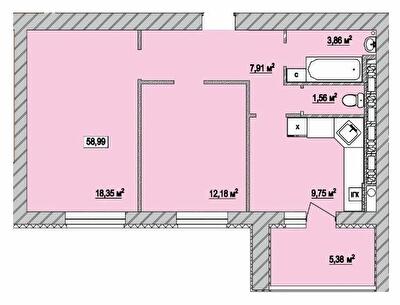 2-комнатная 55 м² в ЖК Сады Вишневые от 27 000 грн/м², г. Вишневое