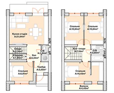 Таунхаус 95 м² в Таунхауси Scandi House 2 від 18 211 грн/м², смт Гостомель