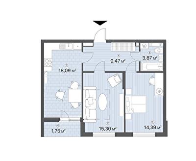 2-комнатная 62.87 м² в ЖК Лебединый от 38 075 грн/м², Киев