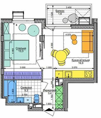 1-комнатная 39.5 м² в ЖК Respublika от 51 500 грн/м², Киев