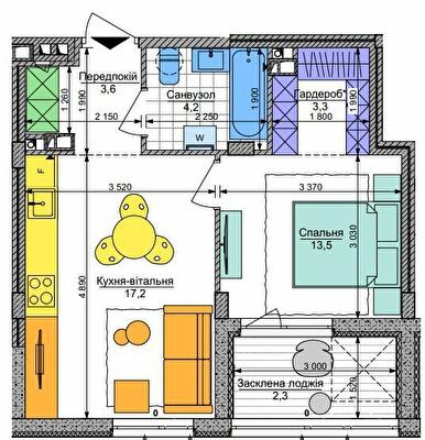 1-комнатная 40.8 м² в ЖК Respublika от 51 500 грн/м², Киев