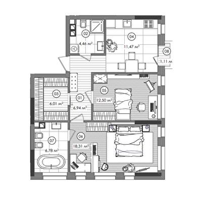 2-кімнатна 66.8 м² в ЖК Creator City від 52 983 грн/м², Київ