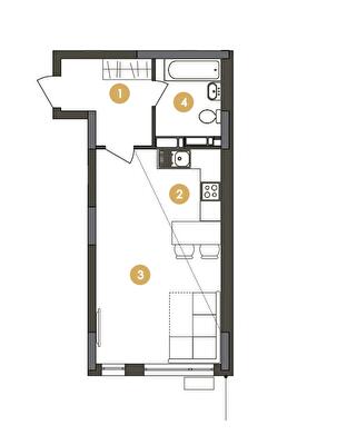 1-комнатная 38.54 м² в ЖК Star City от 26 693 грн/м², Киев