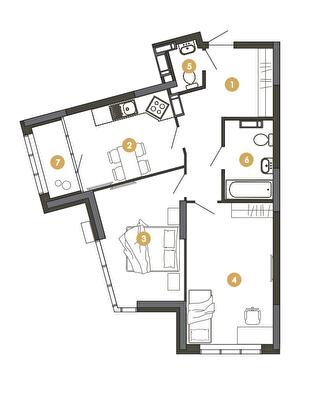 2-комнатная 70.76 м² в ЖК Star City от 24 095 грн/м², Киев