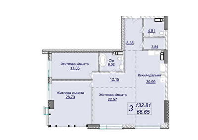 3-кімнатна 132.81 м² в ЖК Новопечерські Липки від 73 670 грн/м², Київ