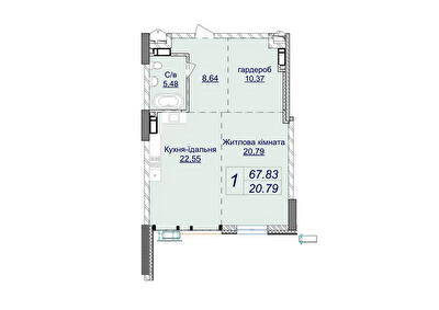 1-кімнатна 67.83 м² в ЖК Новопечерські Липки від 73 670 грн/м², Київ