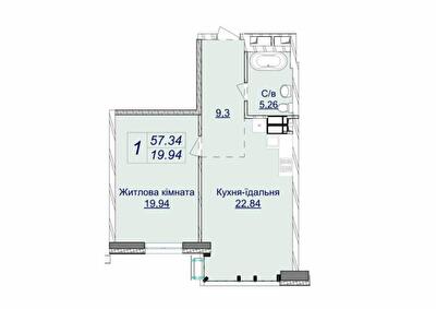 1-кімнатна 57.34 м² в ЖК Новопечерські Липки від 73 670 грн/м², Київ