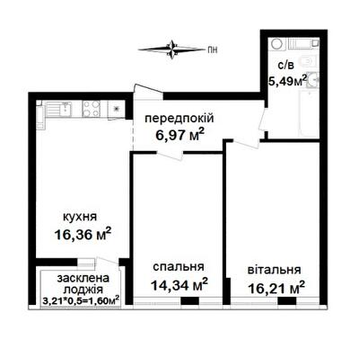 2-кімнатна 60.97 м² в ЖК Феофанія City від 55 000 грн/м², Київ