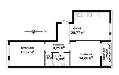 2-кімнатна 69.17 м² в ЖК Феофанія City від 49 000 грн/м², Київ
