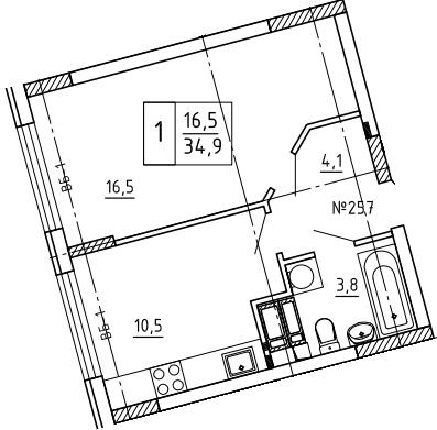 1-комнатная 34.9 м² в ЖК Paradise Avenue от 24 000 грн/м², с. Крюковщина
