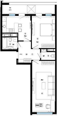 2-комнатная 72.7 м² в ЖК Paradise Avenue от 28 000 грн/м², с. Крюковщина
