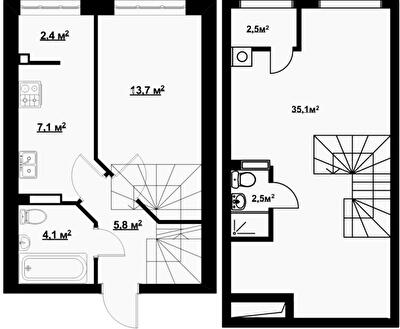 Двухуровневая 71 м² в ЖК Благород от 22 400 грн/м², с. Крюковщина