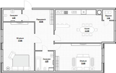 2-комнатная 72.5 м² в ЖК Евромисто от 26 000 грн/м², с. Крюковщина