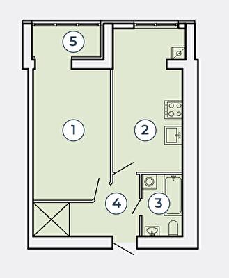 1-кімнатна 48.17 м² в КК Атмосфера від 36 000 грн/м², Запоріжжя