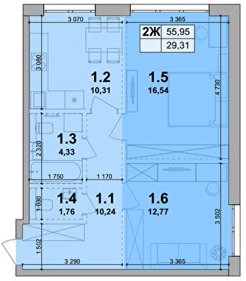 2-кімнатна 55.95 м² в ЖК Petrivsky Residence від 28 000 грн/м², с. Святопетрівське