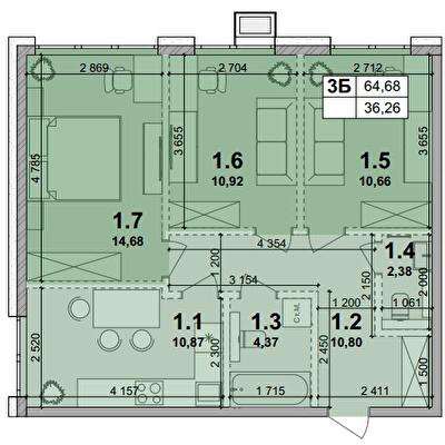 3-кімнатна 64.68 м² в ЖК Petrivsky Residence від 28 000 грн/м², с. Святопетрівське