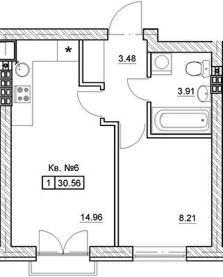 1-кімнатна 30.56 м² в ЖК Комфортне містечко від 16 800 грн/м², с. Святопетрівське