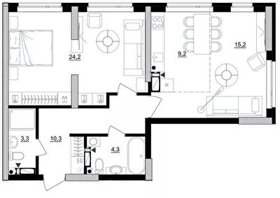 2-комнатная 66.5 м² в ЖК Kub29 от 41 100 грн/м², Киев